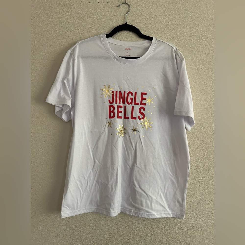 Holiday Home Men’s Large T-Shirt White Jingle Bells Christmas